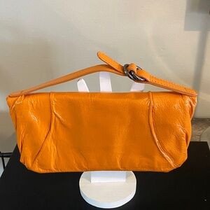 HOBO Orange Leather Clutch Bag Handbag Wristlet Wallet